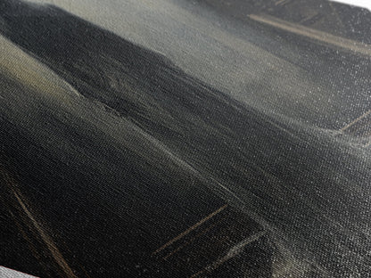 "Chandelier of Silence" Canvas Embossed Print of Spectral Figure Below Light, Diamond Shaped Art for Gothic Paranormal or Halloween Decor