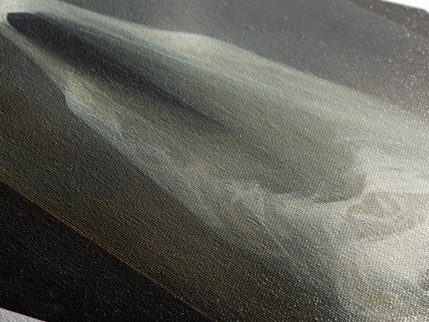 Diamond Shaped Art Phantom Figure Canvas Embossed Print, Dark Academia Halloween Wall Decor, Gothic Veiled Spirit Paranormal Painting