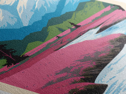 Retro Wrangell-St. Elias National Park Travel Poster Canvas Texture Print, Travel Decor Artwork, Midcentury Modern Decor Alaska Travel Art