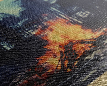 Camp, Outdoors Art, Campfire, Nature Wall Art, Canvas Print, Wall Hanging, Portrait Art, Friendship Gift, Modern Office Art, Bookshelf Decor