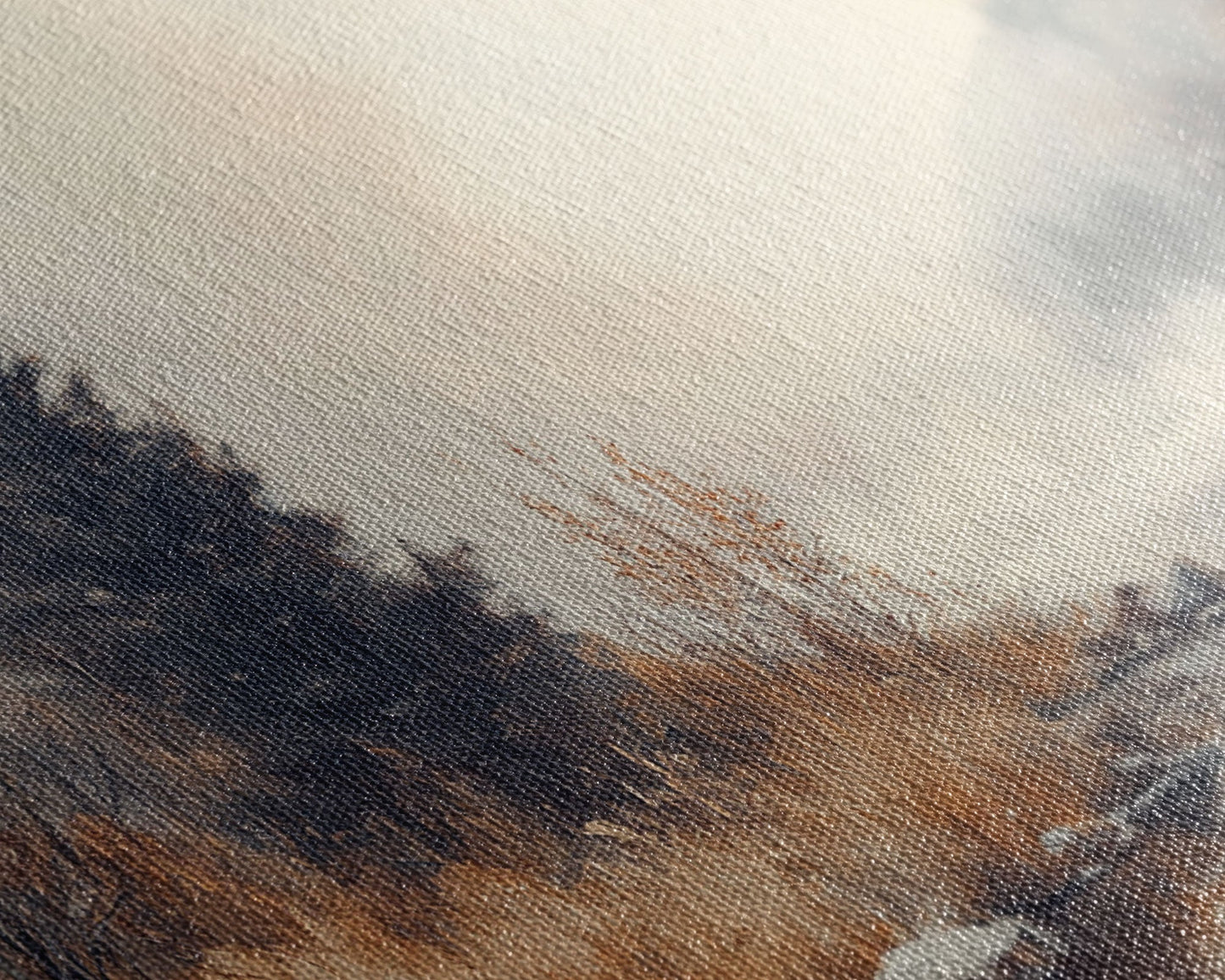 Fall On The River, Framed Canvas Print, Beautiful Watercolor Painting Of an Autumn Landscape, Ready To Hang Seasonal Decor