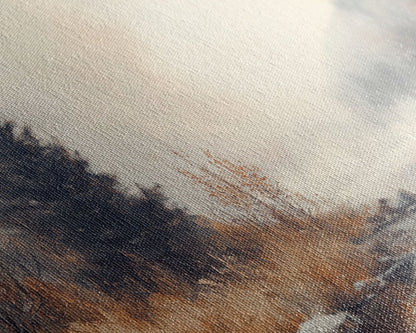 Fall On The River, Framed Canvas Print, Beautiful Watercolor Painting Of an Autumn Landscape, Ready To Hang Seasonal Decor