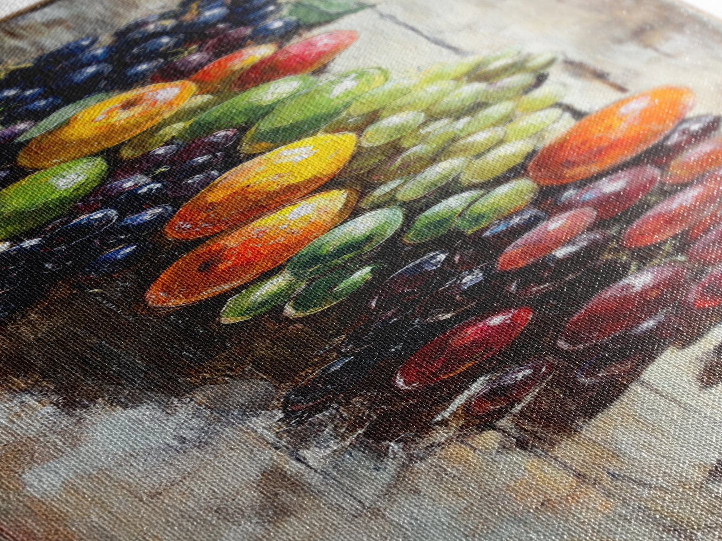 Retro Kitchen Wall Art, Still Life Painting Of Fruit Canvas Print, Narrow Art, Narrow Wall Art, Tall Skinny Art, Skinny Narrow Wall Art