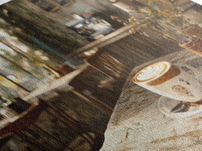 Cozy Cafe Latte Framed Canvas Print - Coffee Wall Art Kitchen Decor - Rustic Farmhouse Style Food Review Art - Gift Idea Her