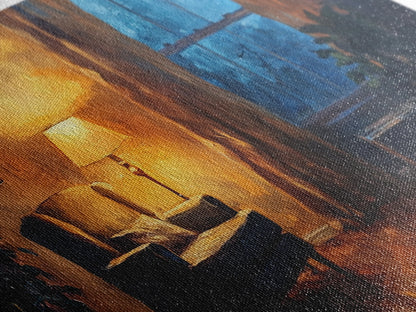 Cozy Armchair Framed Canvas Print, Rustic Living Room Art, Moody Interior Wall Art, Farmhouse Above Sofa Decor, Gift Idea For Him