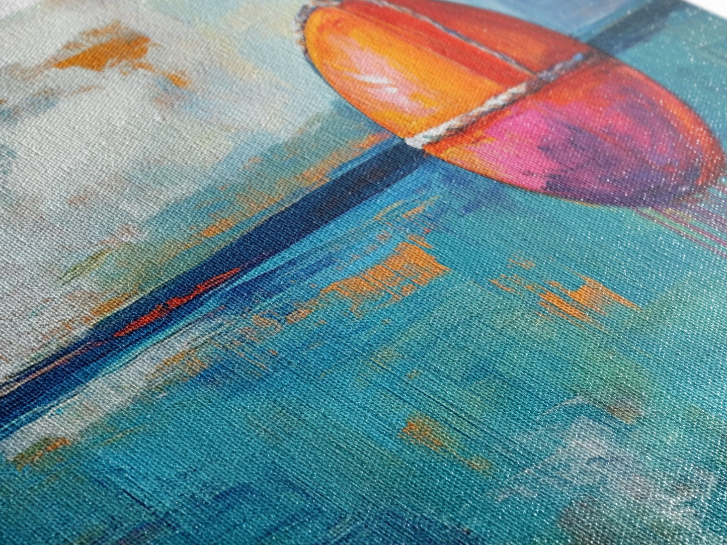 Nautical Buoy Painting, coastal wall art, blue and green wall art, nautical decor, ocean painting, framed canvas print, rustic decor