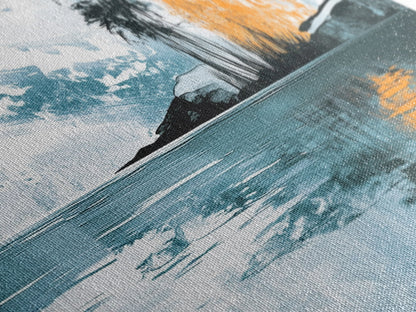 Palm Reflection, tropical coastal art, framed canvas print, coastal cowgirl wall art, panoramic painting, modern abstract art