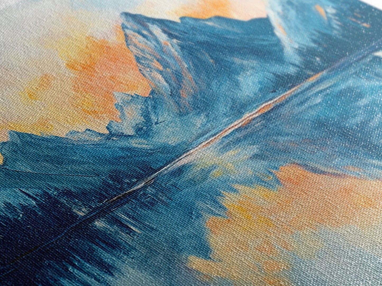 Lake Reflection, Sunset Mountains, Panoramic Art, Framed Canvas Print, Mountain Painting, Lake Art, Horizontal Wall Art, Bedroom Art