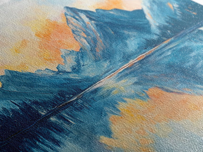 Lake Reflection, Sunset Mountains, Panoramic Art, Framed Canvas Print, Mountain Painting, Lake Art, Horizontal Wall Art, Bedroom Art