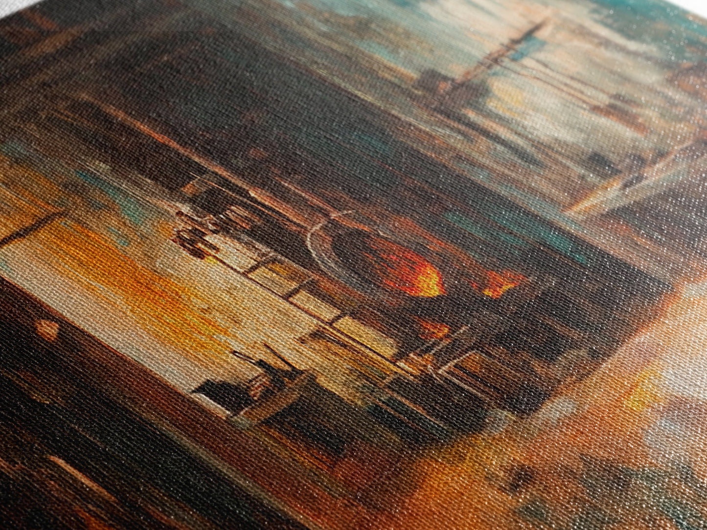 Rustic forge, blacksmith, industrial art, dark romance painting, vintage art, moody art, framed canvas print, horizontal wall art, gift idea