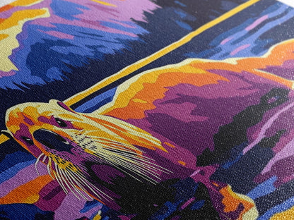 Otter Painting, Wildlife Wall Art, Nature Print, Framed Canvas Print, Rustic Home Decor, Colorful Animal Art, Boho Art, Fall Vibes