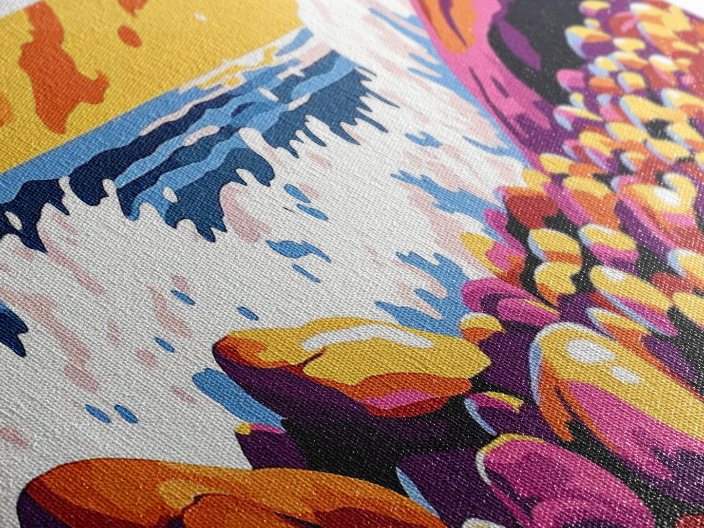 Ocean Waves, Rocky Shore, Coastal Landscape, Framed Canvas Print, Nautical Wall Art, Beach House Decor, Vibrant Seascape, Living Room Art