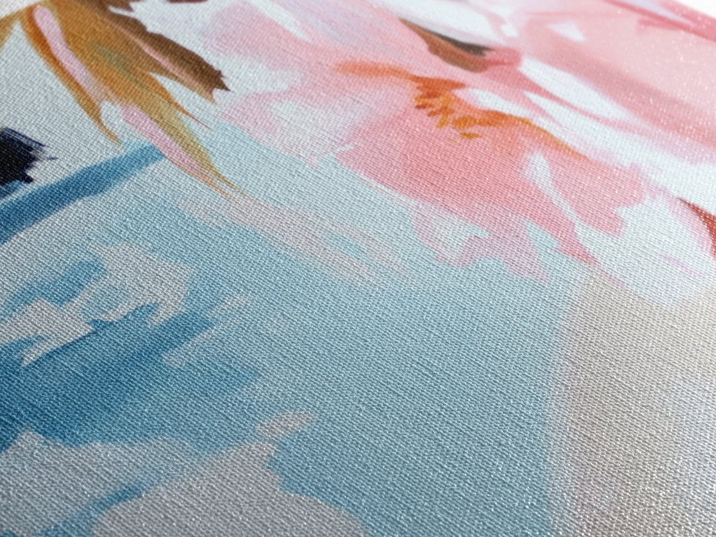 Blossom Beach, Floral Seascape, Coastal Art, Pastel Wall Decor, Living Room Art, Canvas Print, Minimalist Nature Painting, Tranquil Artwork