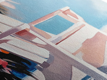 Beach Chair, Summer Relaxation, Coastal Outdoor Art, Vacation Aesthetic, Tropical Home Decor, Minimalist Pastel, Canvas Print, Patio