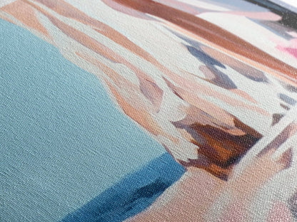 Bride by Cliffs, Wedding Wall Art, Coastal Painting, Feminine Seascape, Elegant Home Decor, Framed Canvas Print, Bedroom Aesthetic