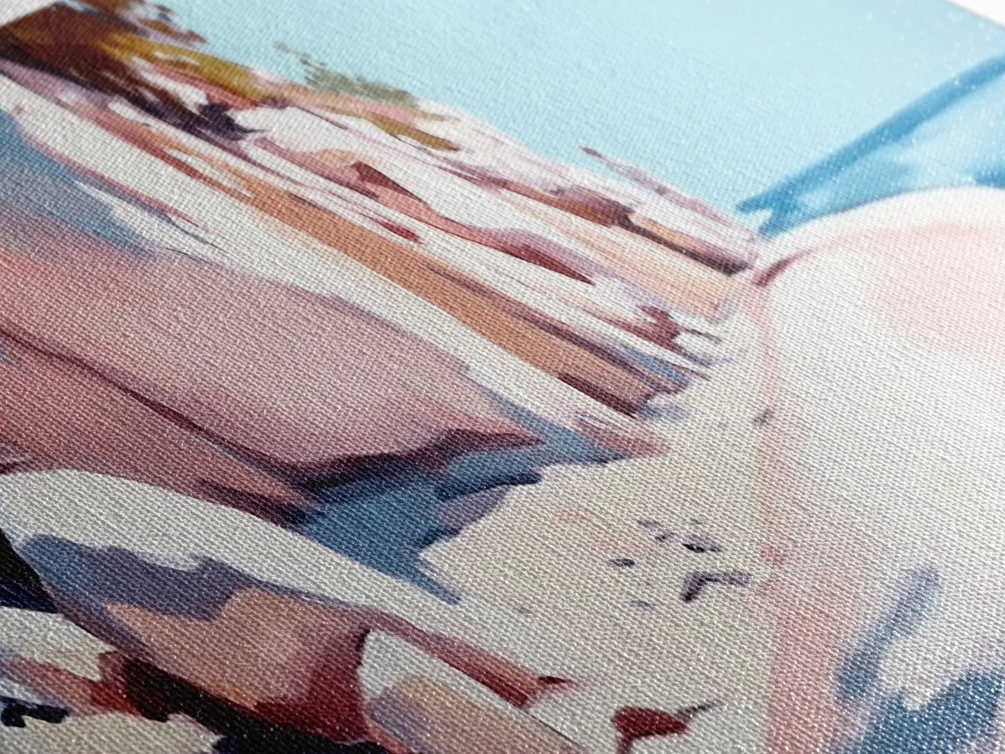 Cliffside Walk, Coastal Landscape Art, Peaceful Beach Scene, Nature Painting, Seaside Decor, Framed Canvas Print, Living Room Wall Art