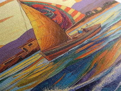 Colorful Sailboat, Coastal Adventure, Sunset Sea, Nautical Art, Living Room Wall Art, Tropical Decor, Framed Canvas Print, Ocean Vibes