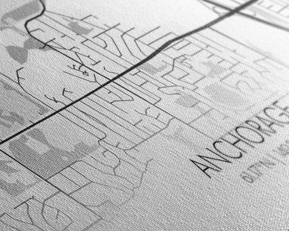 Anchorage Street Map, Alaska Map, Map Print, Modern Art, Wall Art, Canvas Print, Bedroom Décor, City Map Wall Art, Minimalist Décor, Prints