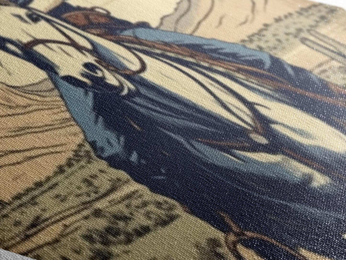 Cactus Cowgirl Ride Diamond Shaped Vintage Western Scene Canvas Textured Print Southwestern Wall Art Country Equestrian Gift