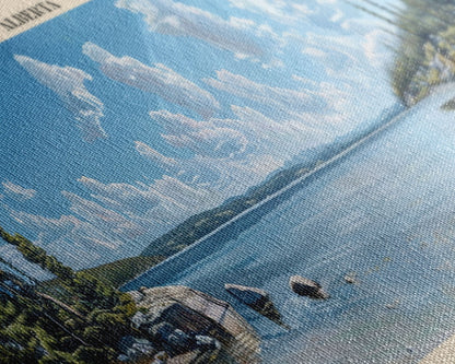 Cold Lake Framed Canvas Print, Lake House Art, Panoramic Wide Art, Travel Poster, Modern Lake Painting, Home Decor