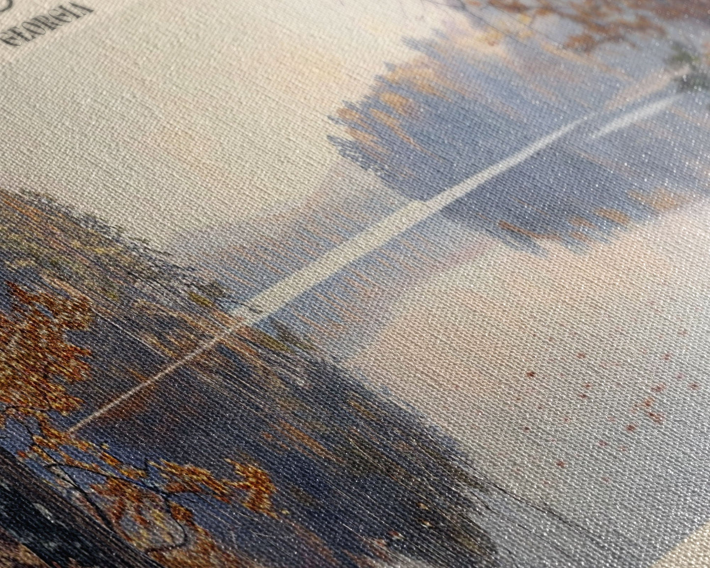 Lake Oconee Georgia Framed Canvas Print, Lake House Decor, Panoramic Wall Art, Travel Poster, Serene Landscape Painting, Living Room Decor