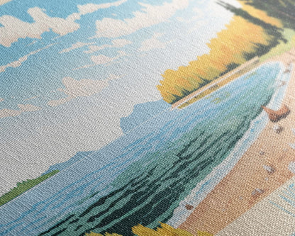 Lake Superior MinnesotaWisconsinMichigan Framed Canvas Print, Panoramic Wall Art, Midcentury Modern, Pop Art, Living Room Decor, Travel Poster, Lake House Art