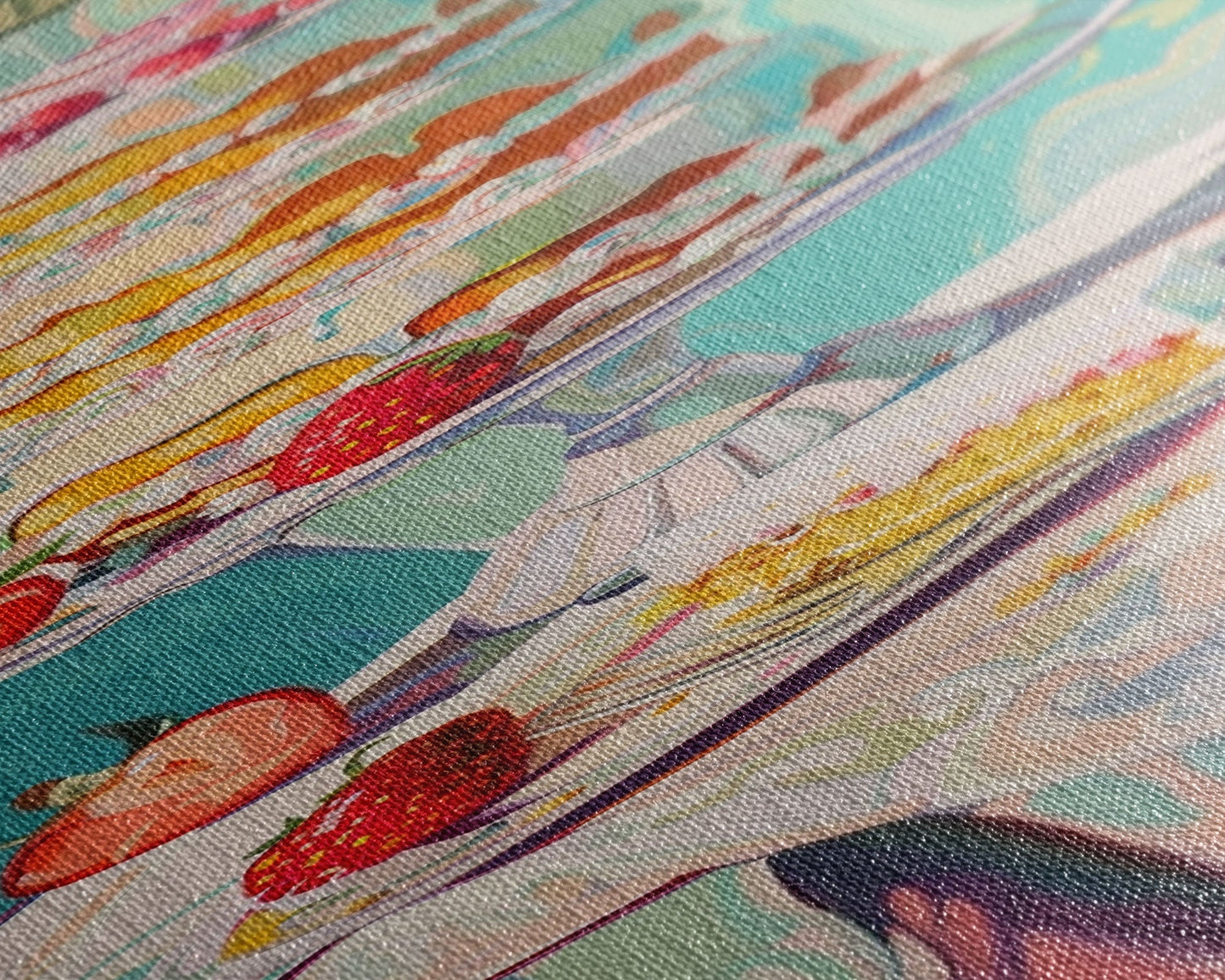 Cake Wall Art Framed and Printed on Canvas, Wall Art for Kitchen or Bakery, Food Art Print, Tall and Narrow Colorful Art for Kitchen