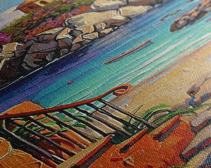 Coastal Wall Art Framed and Printed on Canvas, Surf Wall Art, Textured Canvas Painting Framed, Narrow Modern Wall Art for Office