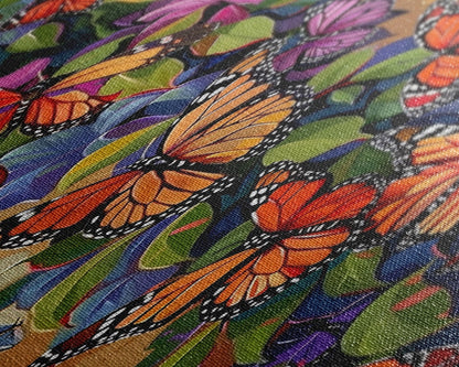 Colorful Butterfly Vertical Framed Canvas Oil Painting, Abstract Botanical Wall Art, Gouache Style Painted Art, Housewarming Gift for Her