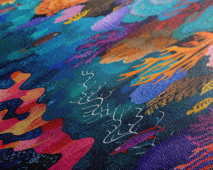 Colorful Underwater Art Print, Vibrant Wall Art Framed on Canvas, Black Light Poster, Fish Poster Art, Vertical Canvas Art, Living Room Art