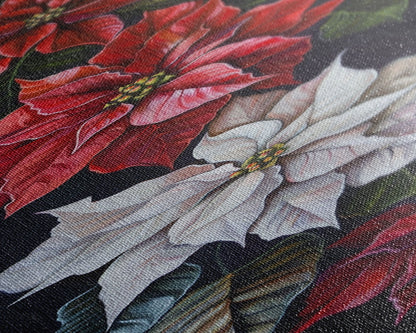 Colorful Botanical Poinsettia Canvas Art Printed and Framed, Vertical Tall and Narrow Floral Art Print, Modern Wall Art, Housewarming Gift