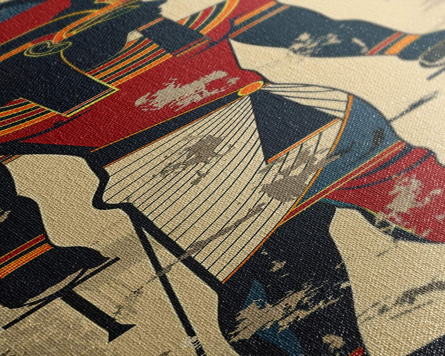 Egyptian Art Depiction of Horus - Framed Canvas Print, Midcentury Modern Wall Art, Skinny Art, Tall Art, Living Room Decor