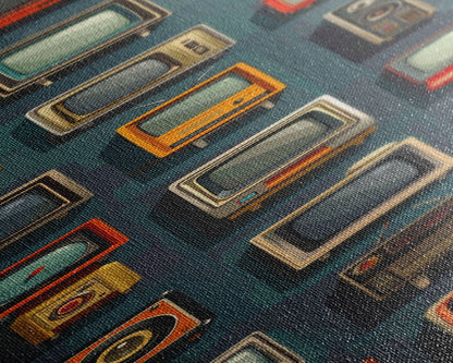 Retro Televions Framed Canvas Print, Retro Decor, Man Cave Art, Gift For Him