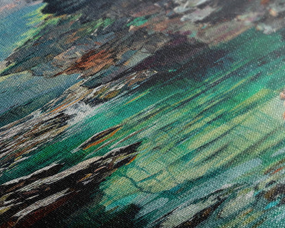 Serene Mountain River Gorge Scene Skinny Art Framed Canvas Print For Living Room Or Bedroom Wall Decor