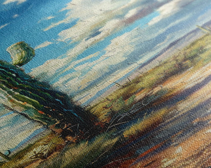 Iconic Saguaro Cactus in a Desert Landscape Under a Bright Blue Sky on a Framed Canvas Print Tall Art Piece