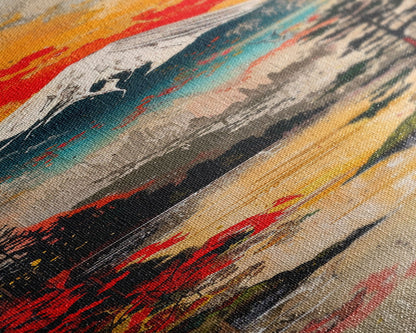 Reflections of Majestic Mountain Peaks in Calm Lake, Minimalist Landscape Framed Canvas Print, Perfect for Nature Inspired Wall Art