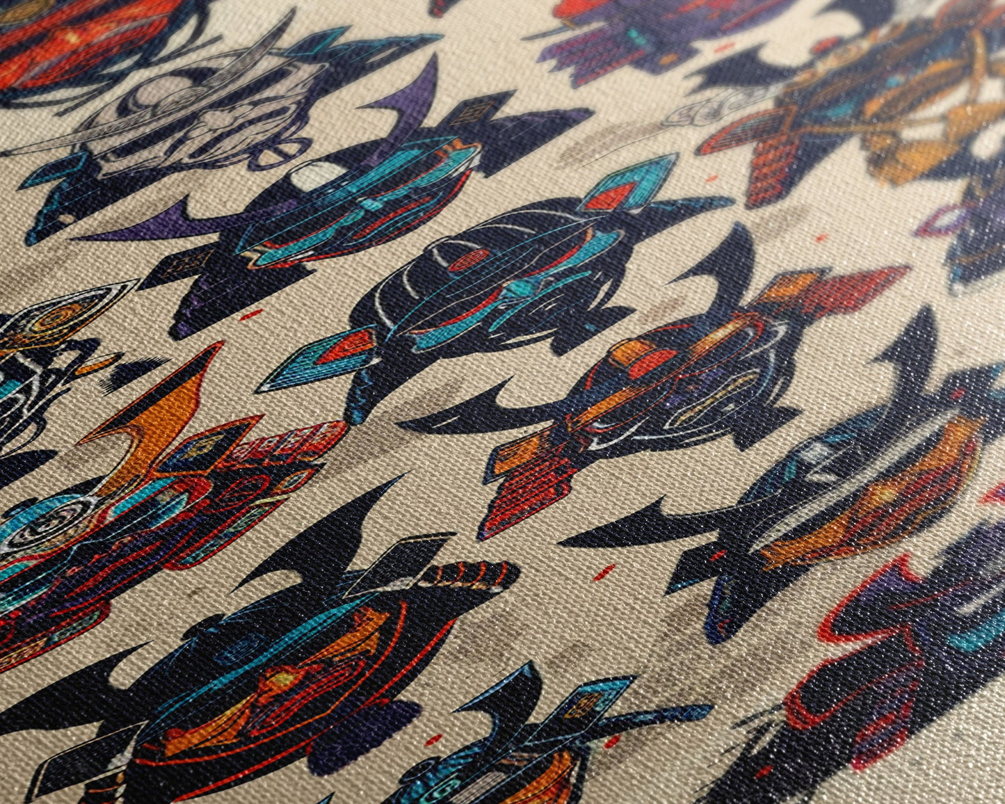 Canvas Print Traditional Japanese Samurai Helmets Collection, Intricate Details In Warrior Masks, Bold Cultural Decor For Any Space