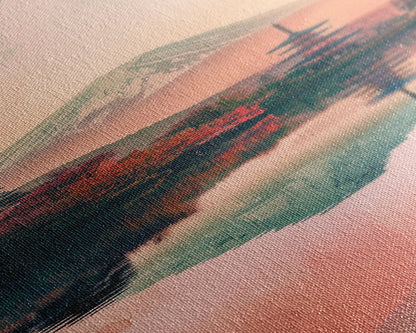 Skinny Art Tall Art Framed Canvas Print Japanese Style Art Mount Fuji Lake Reflection Red Maple Wood Block Print Ukiyo-e Feng Shui Wall Art