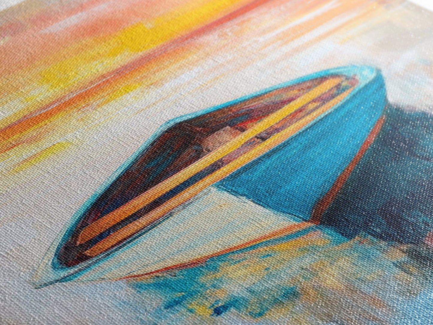 Colorful Boat at Sunset Canvas Print nautical painting coastal decor seascape painting beach house wall art ocean art