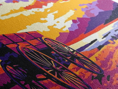 Seaside Wagon, nautical painting, coastal wall art, rustic beach decor, farmhouse art, extra wide panoramic art, framed canvas print