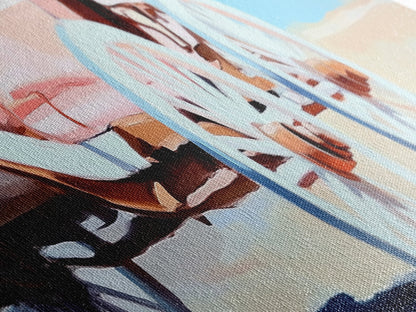 Western Carriage, vintage horse art, rustic wall art, extra wide art, above couch art, cowboy painting, framed canvas print