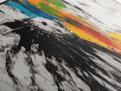 Native American Horse, rustic art, horse wall art, chicano art, graffiti wall art, southwest wall art, framed canvas print, panoramic painting