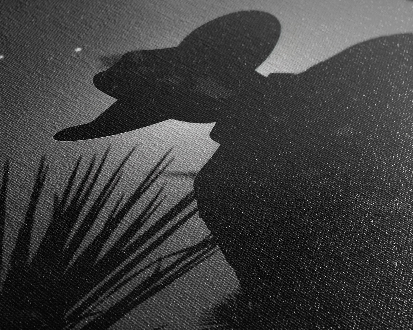 Lone Cowboy Silhouette under the Stars in Black and White for Rustic Wall Art, Canvas Prints, Home Decor, Living Room Art, Bedroom Art