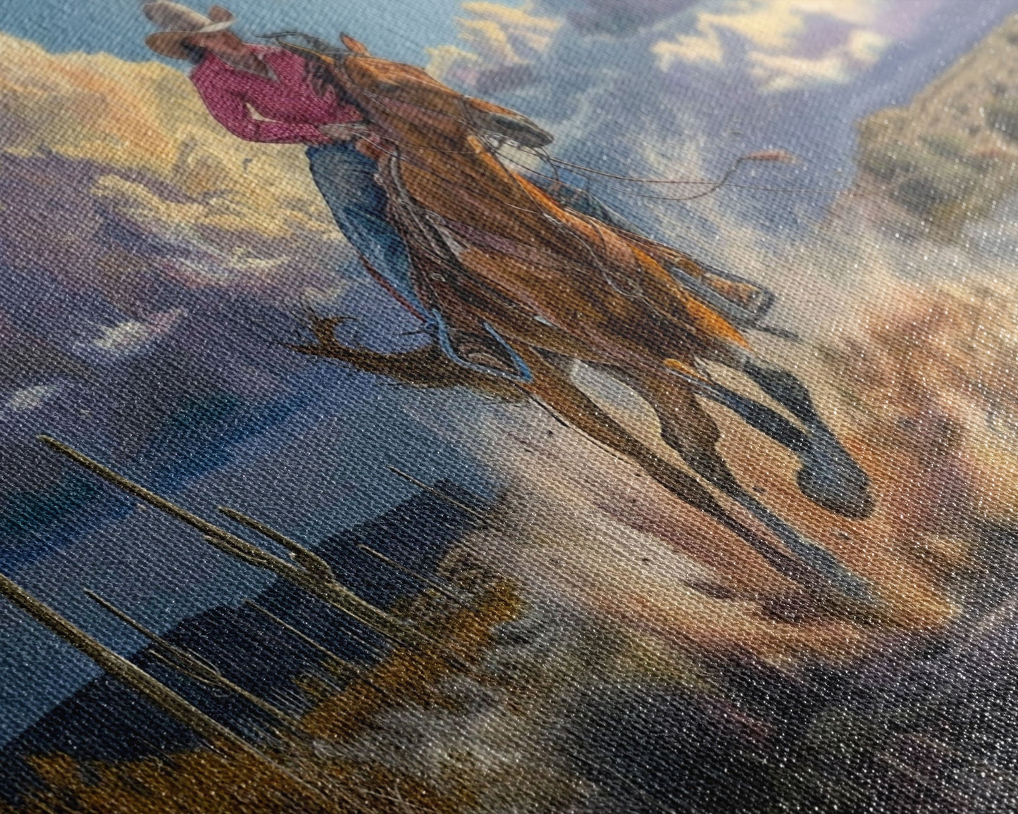 Colorful Desert Landscape with Tree Under Starry Sky, Stunning Framed Canvas Print, Living Room Art, Bedroom Decor, Southwestern Wall Art