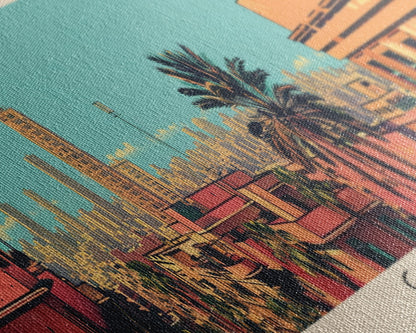 Cairo, Egypt Panoramic Canvas Print, Cairo, Egypt Painting, Egypt Art, Cairo Travel Poster, Travel Art, Housewarming Gift