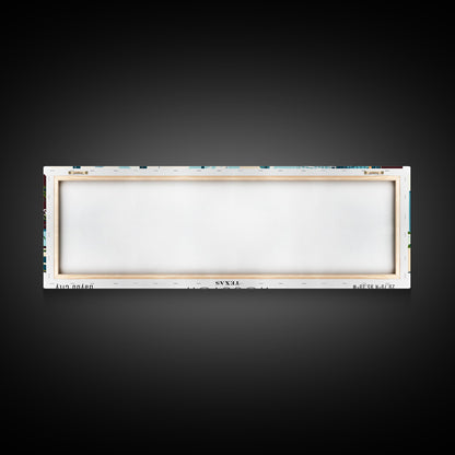 Houston Texas Panoramic Painting, Mid Century Modern Framed Canvas Print, Retro Pop Art Travel Poster, Office Wall Art