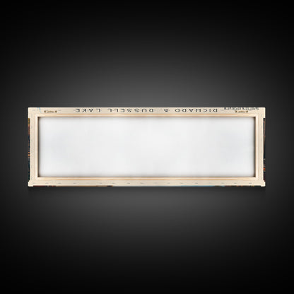 Richard B. Russell Lake Georgia Framed Canvas Print, Lake House Decor, Wall Art, Panoramic Travel Poster, Scenic Landscape Painting, Bedroom Decor