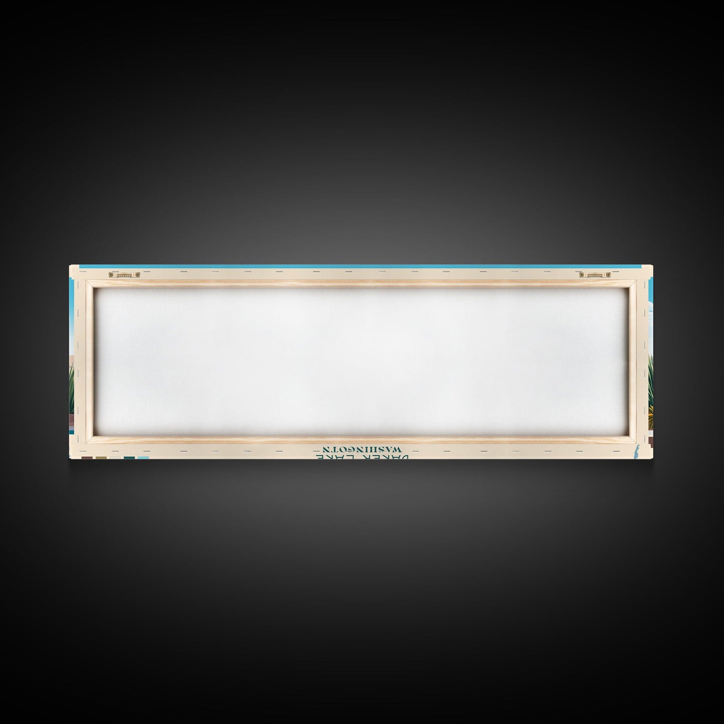 Baker Lake Washington Framed Canvas Print, Panoramic Travel Poster, Midcentury Modern Wall Art, Pop Art, Nature Living Room Art