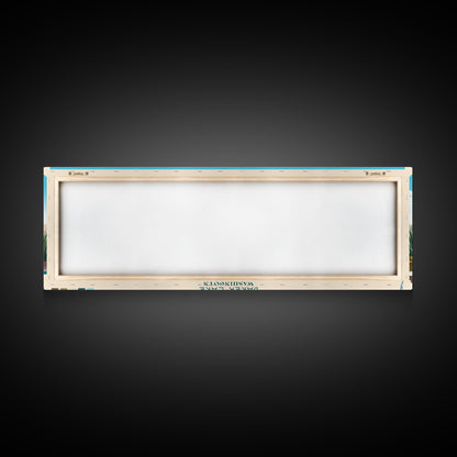 Baker Lake Washington Framed Canvas Print, Panoramic Travel Poster, Midcentury Modern Wall Art, Pop Art, Nature Living Room Art