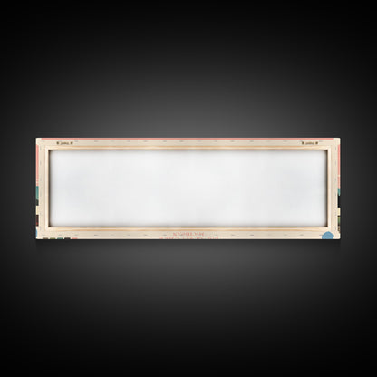 Big Glen Lake Michigan Framed Canvas Print, Panoramic Wall Art, Midcentury Modern, Pop Art, Travel Poster, Scenic Living Room Decor, Bedroom Art